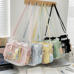 GENENIC Ballet Style Lolita Transparent Crossbody Bag DIY Large Capacity Lace Itabag Cute Sweet Tote Bag Shopping