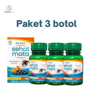Paket 3 Botol Kapsul Sehat Mata Bio Gold Supelemen Kesehatan Mata/Vitamin Mata isi 60 Kapsul