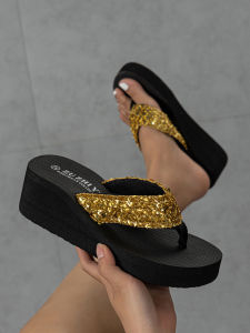 [Free Shipping] Summer Classic Sequin Wedge Sandals And Flip-Flops