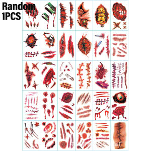 Dorisna 30Pcs Halloween Scar Tattoo Sticker Horror Bloody Wound Waterproof Temporary Tattoos DIY Body Art Halloween Makeup