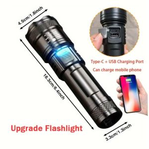 Super Bright Zoom LED Flashlight Rechargeabl Waterproof Outdoor Heavy Duty Rechargeable Flashlight