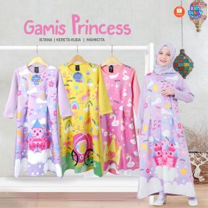 Best Seller Gamis Anak Perempuan Motif Print Gamis Princess 1-12 Tahun