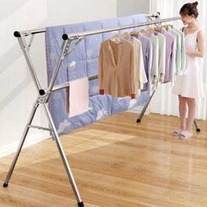 Giá phơi đồ chữ X Inox co giản xếp gọn 1.2-1.6m không rỉ Takamori (Tặng kèm móc) - hàng cao cấp - Home and Garden