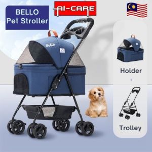 (Ready Stock) BELLO Original Pet Stroller Modern 2in1 Trolley Foldable Design Carrier Holder Outdoor Stroller for Cat & Dog