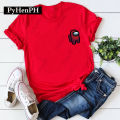 2025 New Year Spring Festival Among Us T shirt  Serigala Api Super Membunuh Cetakan Bunga Permainan T T-Shirt untuk Lelaki dan Wanita Memakai Topi Lengan Pendek Hitam  COD. 