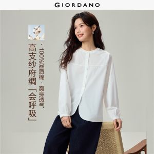 Giordano Women Raglan lantern sleeve cotton shirt Free Shipping 05346868