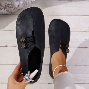 New Summer Soft Leather Flat Casual Shoes For Women Round Toe Shallow Slip-On Plus Size WomenS Shoes