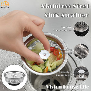 Vision Stainless Steel Kitchen Sink Filter Screen Sewer Anti-Clogging Filter Sink Drains Filter Sewer Bathroom Hair Catcher Drain Waste