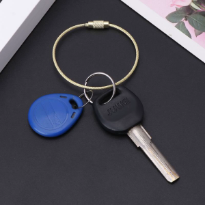 Thép không gỉ cho dây dây hình nhẫn chìa khóa Keychain Cáp hành lý ngoài trời tag vòng dây đầy màu sắc