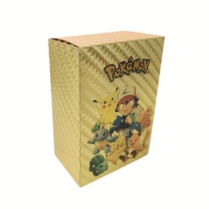 110/55 Pcs Koleksi Kartu Tarung Pokemon Kartu Foil Emas Dengan Charizard Dan Pikachu Metal Cards Versi Inggris