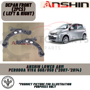 PERODUA VIVA 660/850 (2007-2014) depan FRONT LOWER ARM (SET LEFT & RIGHT) -BRAND 100% ANSHIN