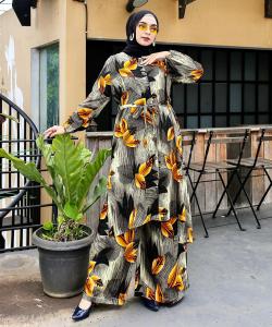 Setelan long tunik lovve bahan rayon viscose ld110cm pj tunik105cm panjng celana