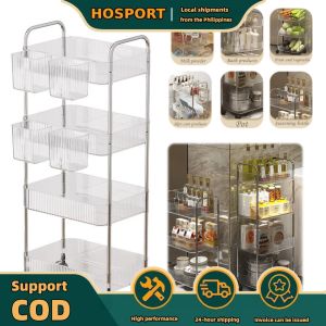Easy-to-Move 4 Tier Storage Shelf on Wheels for Bedroom and Bathroom Space Optimization