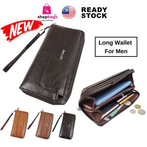 Long Zipper Wallet For Men With Detachable Hand Strap And Extra Card Holder In Front Pocket PU Leather 1765-5