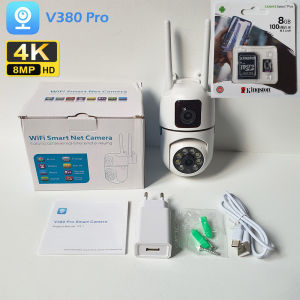 CCTV IP WiFi Camera Dual Lens Kamera 360 PTZ PAN TILT 8MP + 8MP 1080P APP V380 PRO night vision