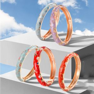 YOCKY Traditional Vintage Cloisonne Bangle Chinese Style Enamel Hollow Out Flower Bangle Bangle on Hand Vintage Womens Hand Bracelet Woman