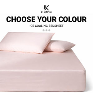 KUNFLOW Ice Cooling Bedsheet | Ice Silk Touch | Lightweight & Breathable Summer Bedding