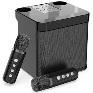 Home KTV Bluetooth Speaker with Wireless Microphone Set Bluetooth wayarles pembesar suara Bluetooth dengan 2 mikrofon wayarles All-in-One Karaoke System luar rumah KTV Mesin Karaoke Parti Luar Dalaman