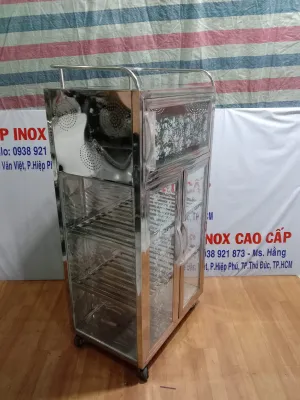Tủ Úp Chén INOX Kính - Tủ Bếp INOX Kính Cao Cấp - Mã: B6012I