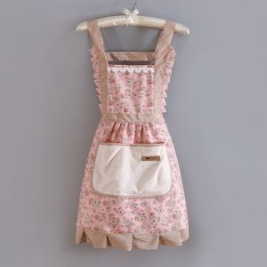 (READY STOCK)1 Piece Cute Print Apron with Pockets Baking Kitchen Aprons for Cooking Adjustable Straps Painting Cleaning Aprons Chefs Apron Apron dapur bergaya bunga comel kalis minyak & noda sesuai untuk memasak membakar atau berkebun