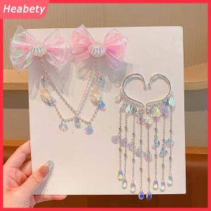 Heabety Phim Hoạt Hình Cô Gái Tóc Clip trẻ em Nàng Tiên Cá Công Chúa Ngọc Trai rìa màu hồng tím Bow trán chuỗi kẹp tóc Cổ Tích móc tai phụ kiện