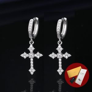 Diamcity (Free Gra Certificate) Anting-Anting Salib Moissanite Hadiah Hari Valentine Wanita