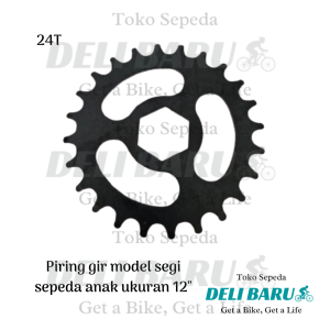 Piringan gear piring gir 24T model dudukan segi enam gir langsung sepeda anak 12