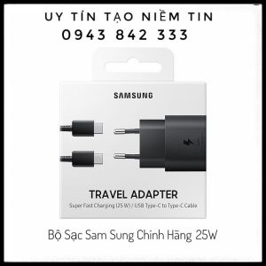 Có Hộp - Bộ Sạc Nhanh 25W  Cáp Typec To C  Dùng Cho Các Dòng Samsung Chân Cắm Typec  Không Nóng Máy  Không Loạn Cảm Ứng - Bảo Hành 1 Năm