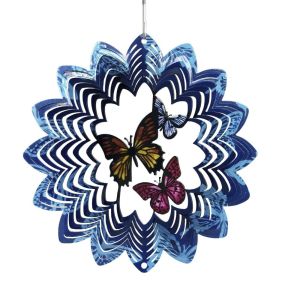 REGISTR Flower Mandala Wind Chime 3D Butterfly Rotating Pendant Vintage Hanging Wind Spinner Garden Decoration
