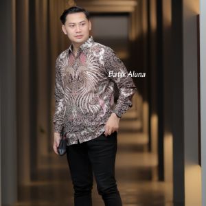 Baju Batik Pria Lengan Panjang Premium Katun Furing Terbaru Modern Kemeja Batik Cowok Keren PCW13