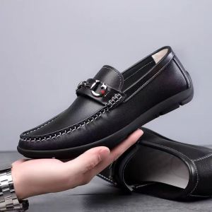 [Free Shipping] MenS Leather Shoes Lightweight And Comfortable With A Soft Sole Slip-On Design And A Trendy Casual Style