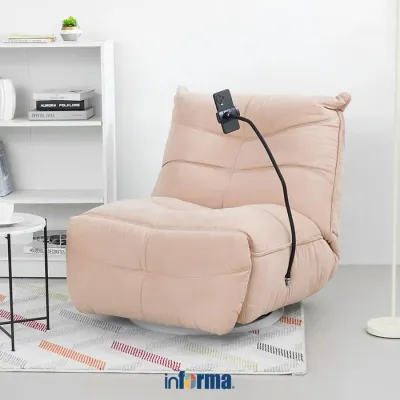 PROMO BIG SALE Informa Cheers Melody Sofa Recliner Rocking Fabric 1 Seater Kursi Santai Sofa Ruang Tamu Reclining Sofa Kursi Malas