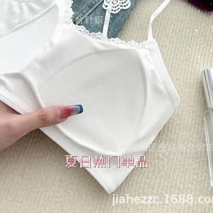 Shipped from China [2025] New Lace Strapless Tube Top Fashion Hollow Bow Short Anti-Exposure Camisole Womens Base Shirt