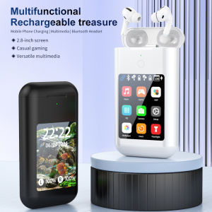 TWS earphones new Bluetooth TF20 power bank 2.8-inch screen charger flashlight portable three in one wireless earphones