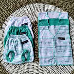 3 Setelan Baju Bayi Baru Lahir 0-3 Bulan Newborn / 6 pcs Motip Toska