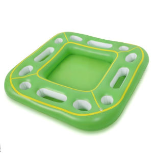 Inflatable Party Table with Card Game Surface and Drink Holders for Poolside and Beach Summer Events
