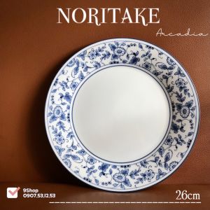 NORITAKE 100%New - Arcadia - 01 Dĩa Cạn Hoặc 01 Đĩa Soup Sâu Hoạ Tiết Lam Hoa