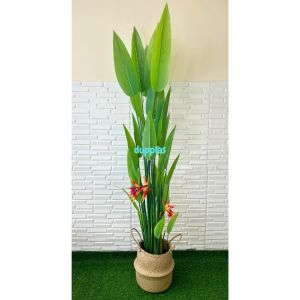 Pohon Artificial Tanaman Hias Heliconia Bird Of Paradise T210 Latex Cover Pot Anyaman Purun Belly Dekorasi Cafe
