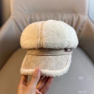 Mũ nồilưỡi trai beret lông cừu lớp thời trang Hàn Quốc