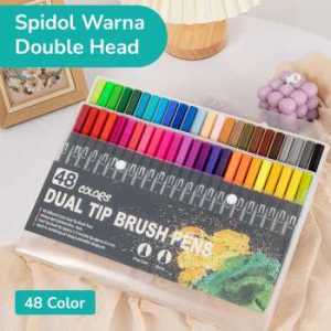 Spidol Double Head Drawing Pen Fine Art Watercolor Set 48 Color - MKB - Multi-Color