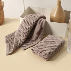 I know 2pcs Wiping cloth cotton square cloth hand towel tea towel Japanese and Korean series honeycomb absorbent cotton breathable kitchen cleaning oil free