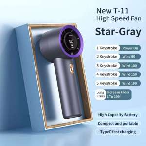 ( 199 Speed ) T11 Level 199 Speeds Adjustable Fan Super High Speed Rechargeable Desktop Handheld Fan