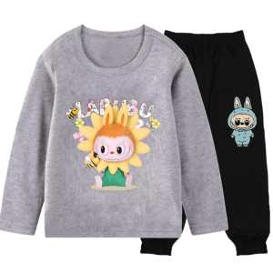 Stelan Kaos Baju Motif Gambar LABUBU #05 Boneka  Viral Atasan Lengan Panjang  oblong Anak Perempuan Usia 1-13 Tahun Cewek