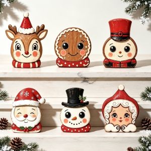 MIRELAE Gỗ Tượng trang trí bàn Giáng sinh Ông già Noel Người tuyết Đồ trang trí kệ ngày lễ Lễ hội Tượng trang trí độc lập Trang trí bàn ăn