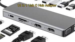 12in1 USB-C HUB Docking Station Adapter Display 4K-HDTV USB 3.0 RJ45 LAN SD Port