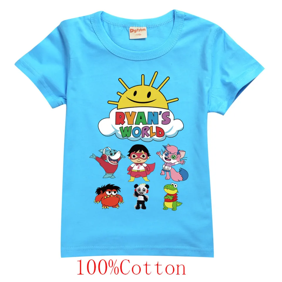 Yajon For 2-15Y Ryan Toys Review Tshirts Teenage Boy Cartoon Ryan's World  Print 100% Cotton Tee Shirt Summer Kids Boys Soft Top