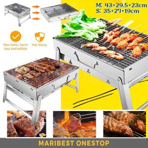Portable BBQ Grill Outdoor Foldable Barbeque Camping Hiking Charcoal Grill Stainless Steel Barbeque Grill Outdoor