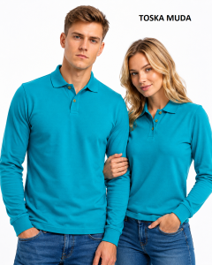 Kaos kerah panjang FO POLOS warna Hijau Tosca / kaos kerah lengan panjang premium quality / kaos kerah FO Polos lengan panjang Hijau Toska