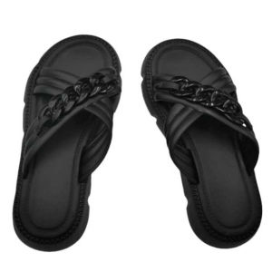 Sandal Wedges Wanita Tali SIlang Rantai Sendal Yutu Hitam Wedges Wanita Kekinian Size 30-41 2203-2H