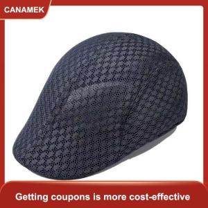 【CANAMEK】 Mùa hè thoáng khí Sun hat Beret cap Lưới rỗng rắn màu Beret hat mặt trời bảo vệ người đàn ông của phụ nữ Net hat phía trước cap